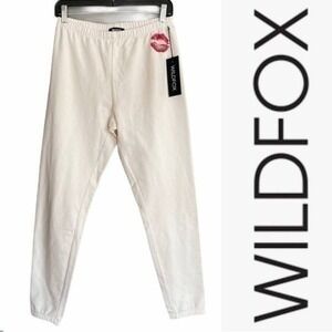 NWT Wildfox Smooches Knox Pants Joggers Cream Red